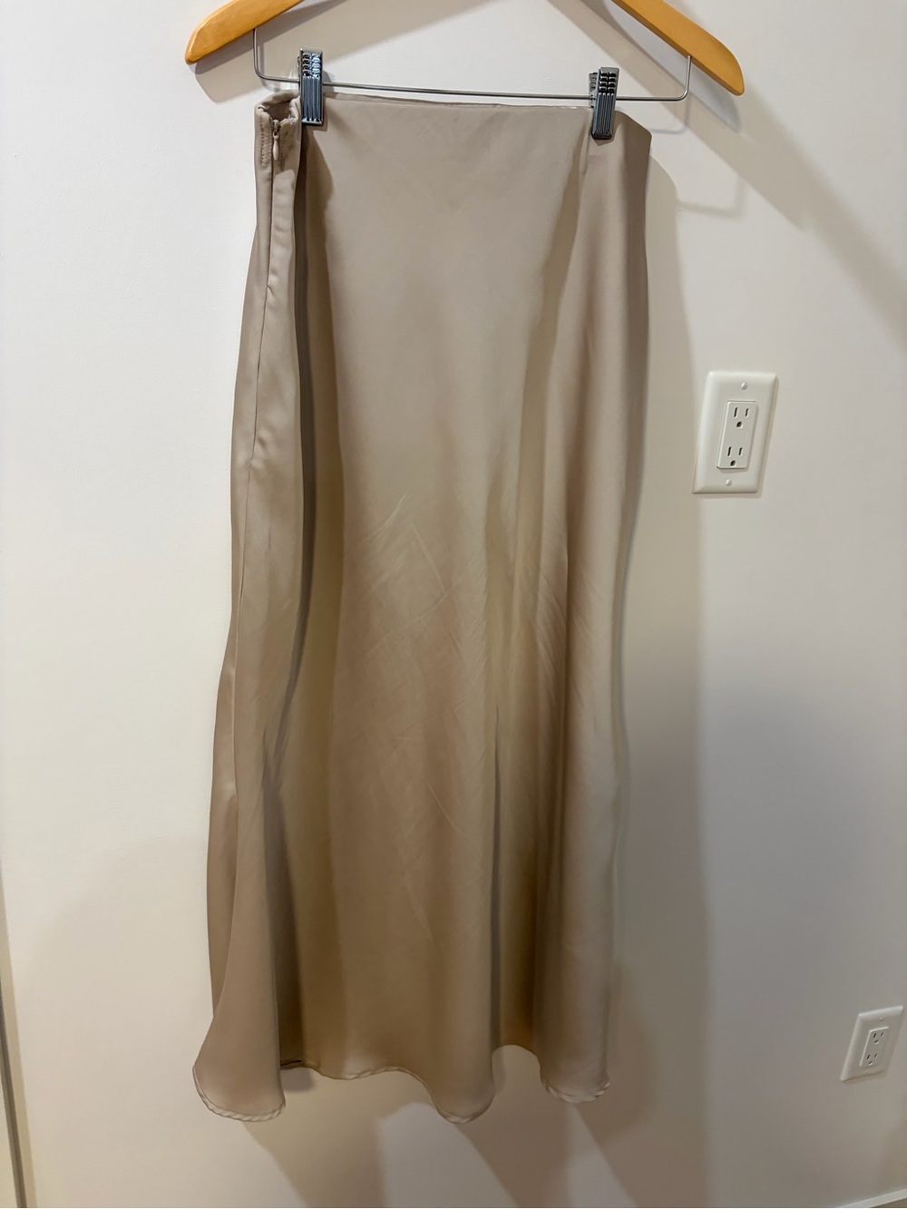 Beige Satin Slip Skirt